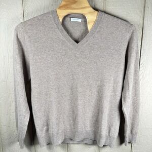 Christopher Fischer Cashmere V-Neck Sweater Womens XXL Beige Oatmeal Long Sleeve